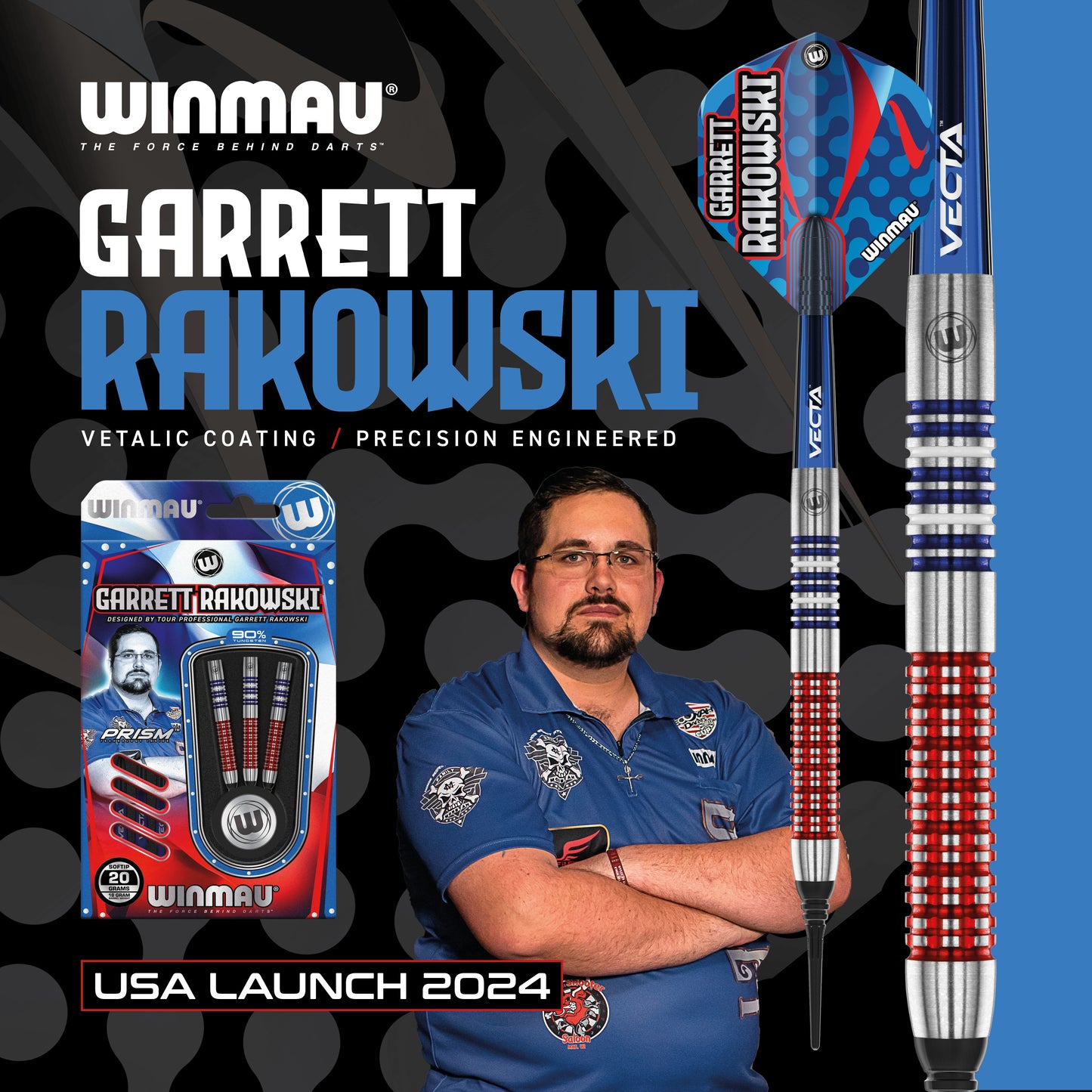 WINMAU GARRETT RAKOWSKI SOFT TIP DARTS - 20GM